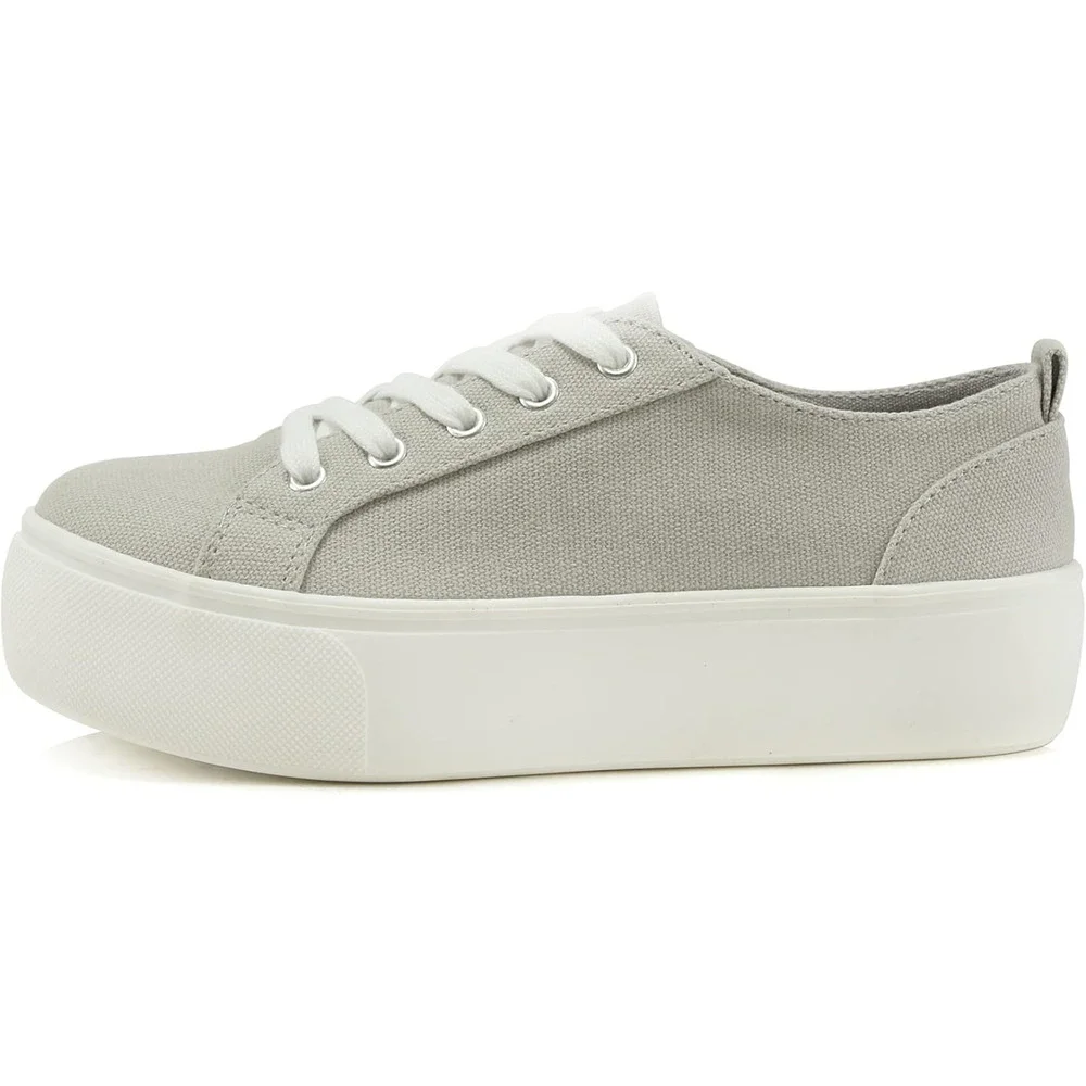 Women’s Double Deck Platform Lace Up Fashion Sneaker Light Grey Petal-G Size 6.5 - Picture 4 of 5